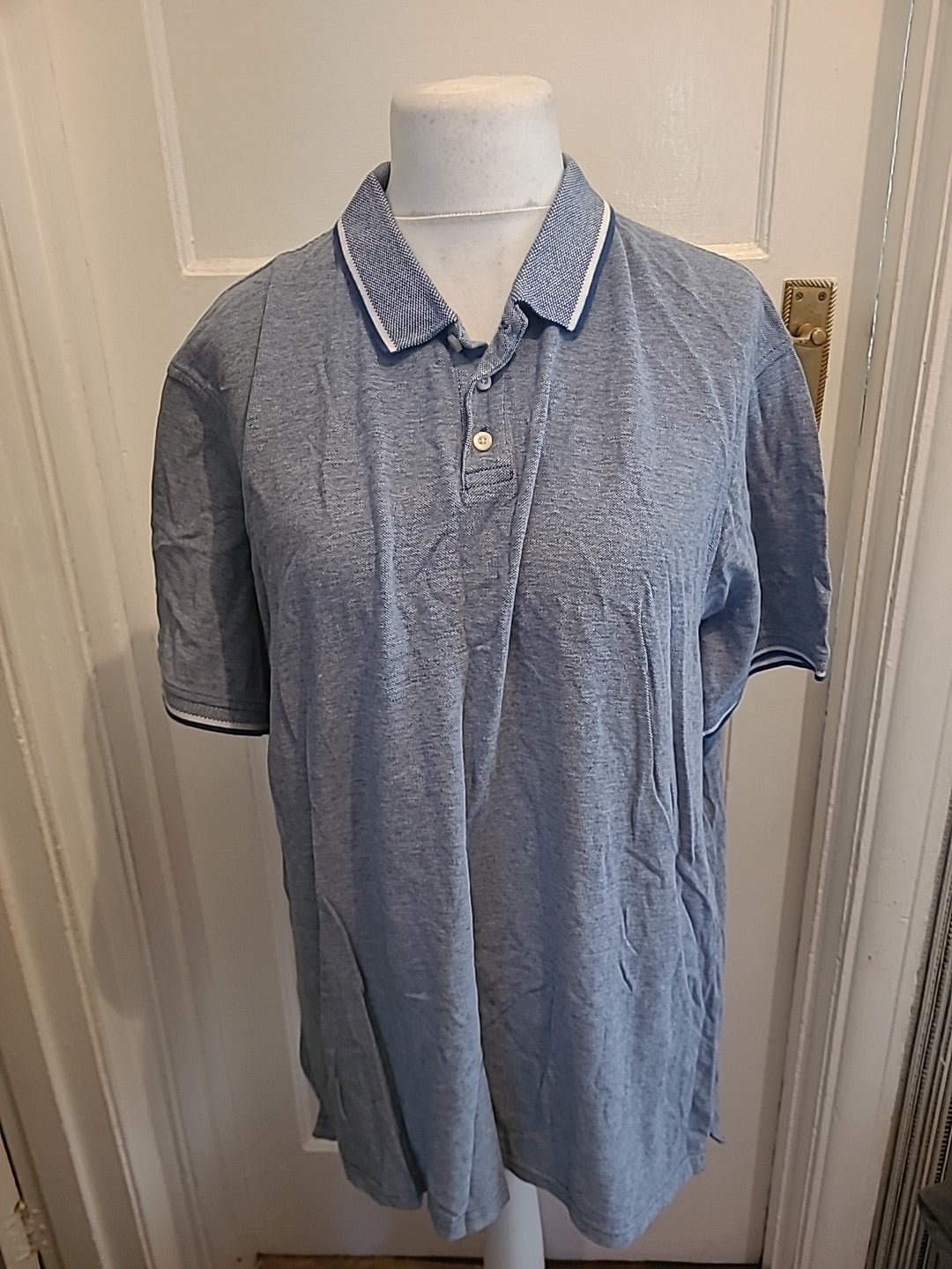 Mens Maine New England Classics Size XL Navy Blue Fleck Short Sleeved Polo