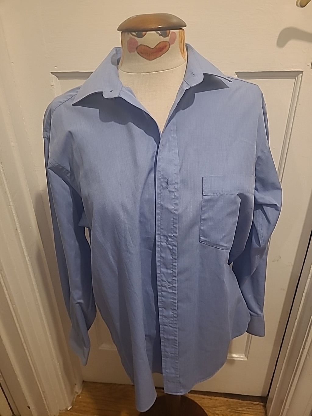 Mens Primark Size 15.5" Collar Blue Long Sleeved Shirt
