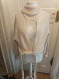 Na-kd Medium Cream Split Back High Neck Jumper