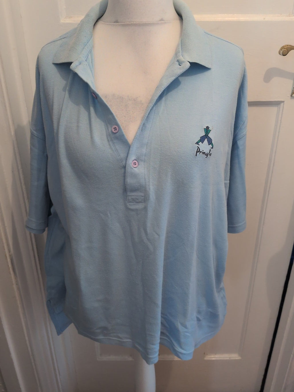 Nick Faldon Pringle Sports XL Blue Short Sleeve Polo