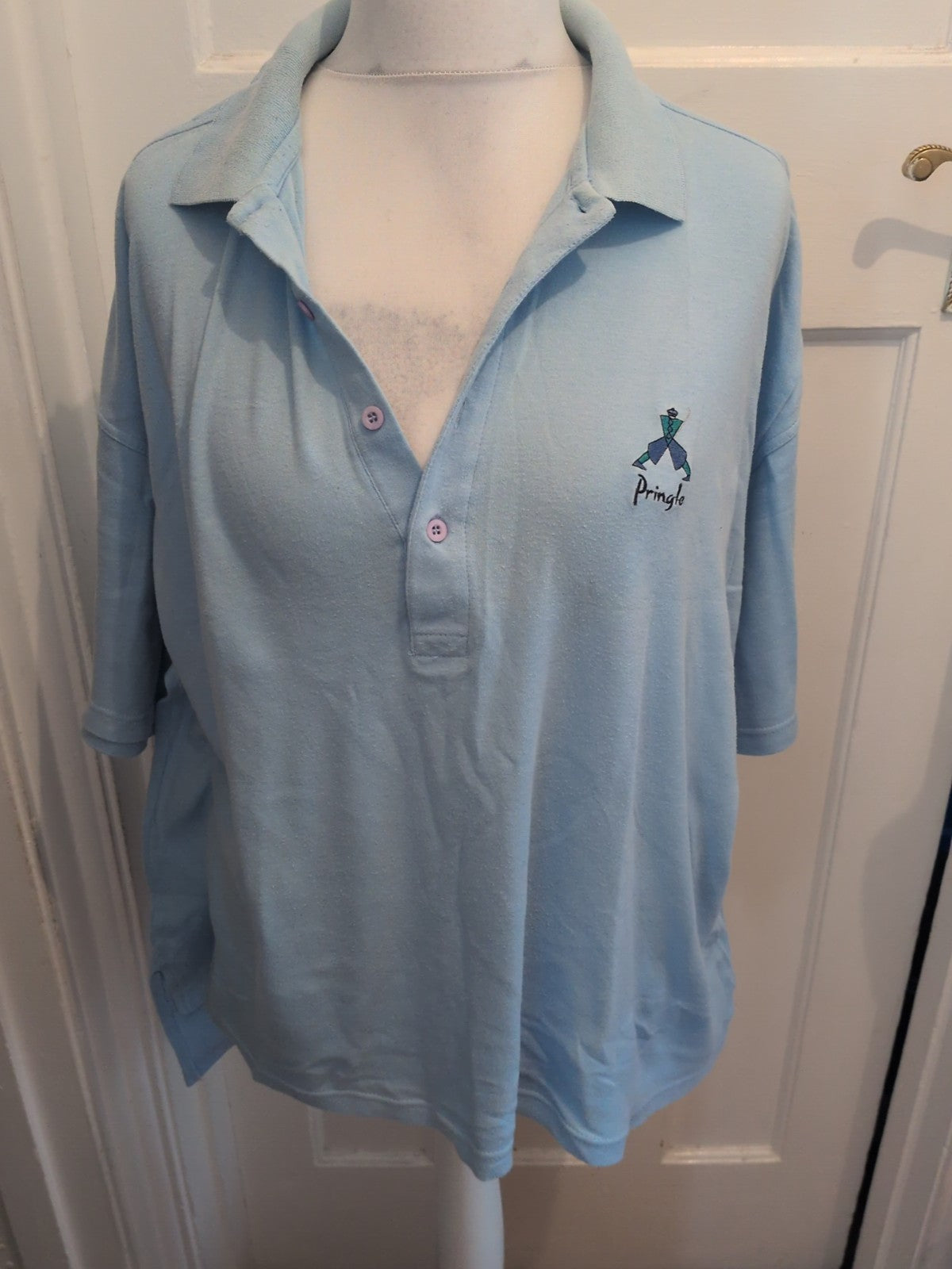 Nick Faldon Pringle Sports XL Blue Short Sleeve Polo