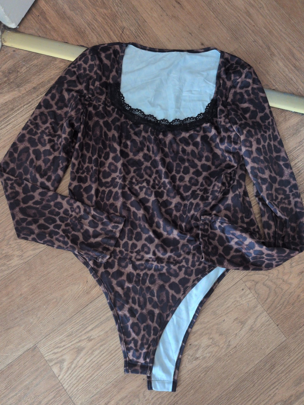 Large Leopard Print Long Sleeve Bodysuit