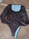 Large Leopard Print Long Sleeve Bodysuit