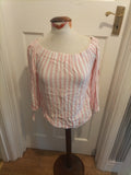 Ladies Papaya Size 10 Pink And White Thin Stripes Short Sleeve T-shirt