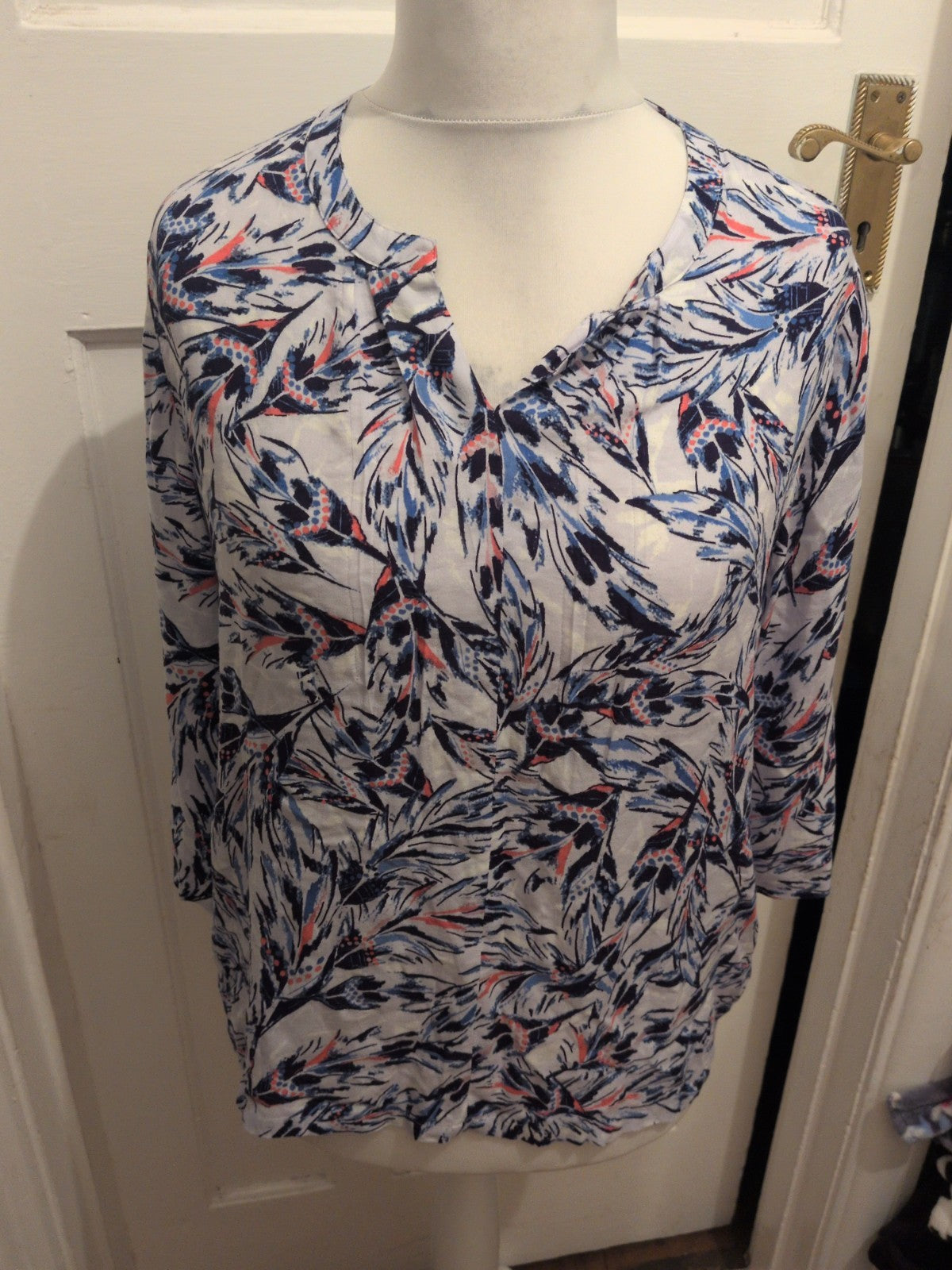 Dash 14 Blue Navy Pink Flower Long Sleeve Blouse
