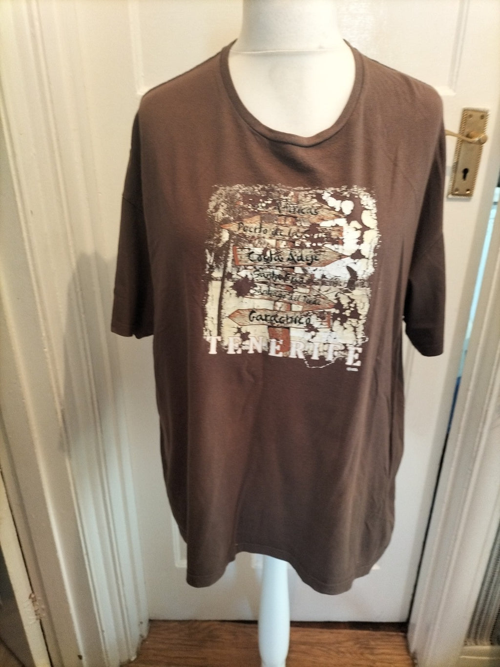 Mens Covt Size 3XL Brown Printed Short Sleeved Tshirt