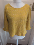 Izabel London 14 Yellow And White 3/4 Sleeve Jumper