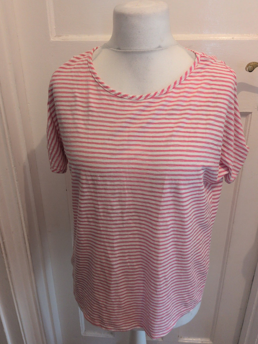 George 16 Pink Striped Open Sleeve T-shirt Blouse