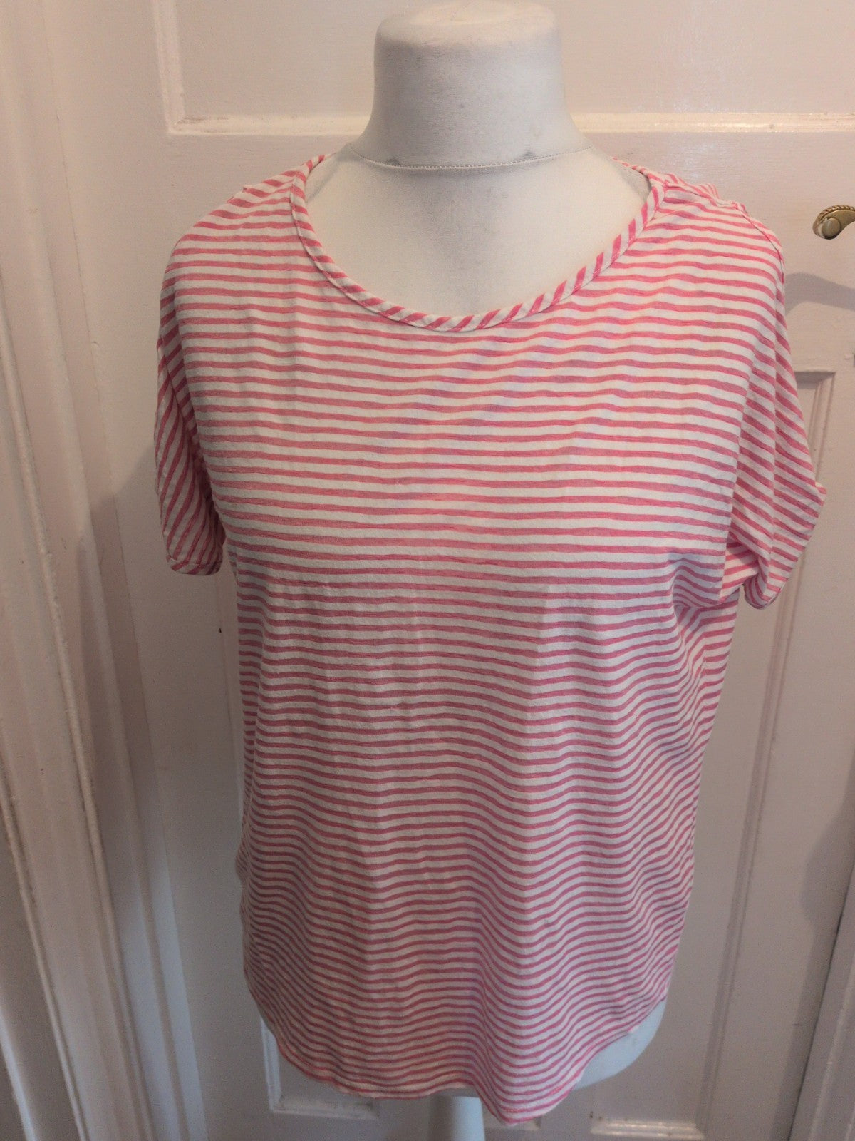 George 16 Pink Striped Open Sleeve T-shirt Blouse