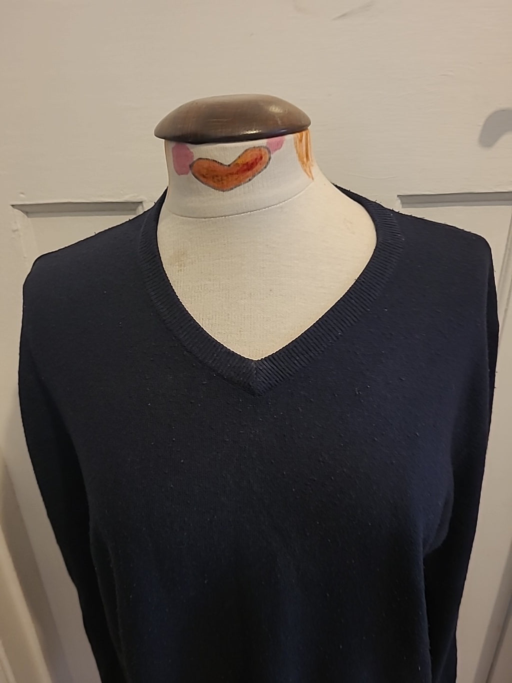 Mens Atlantic Bay Size Large Navy V Neck Pullover Jumper