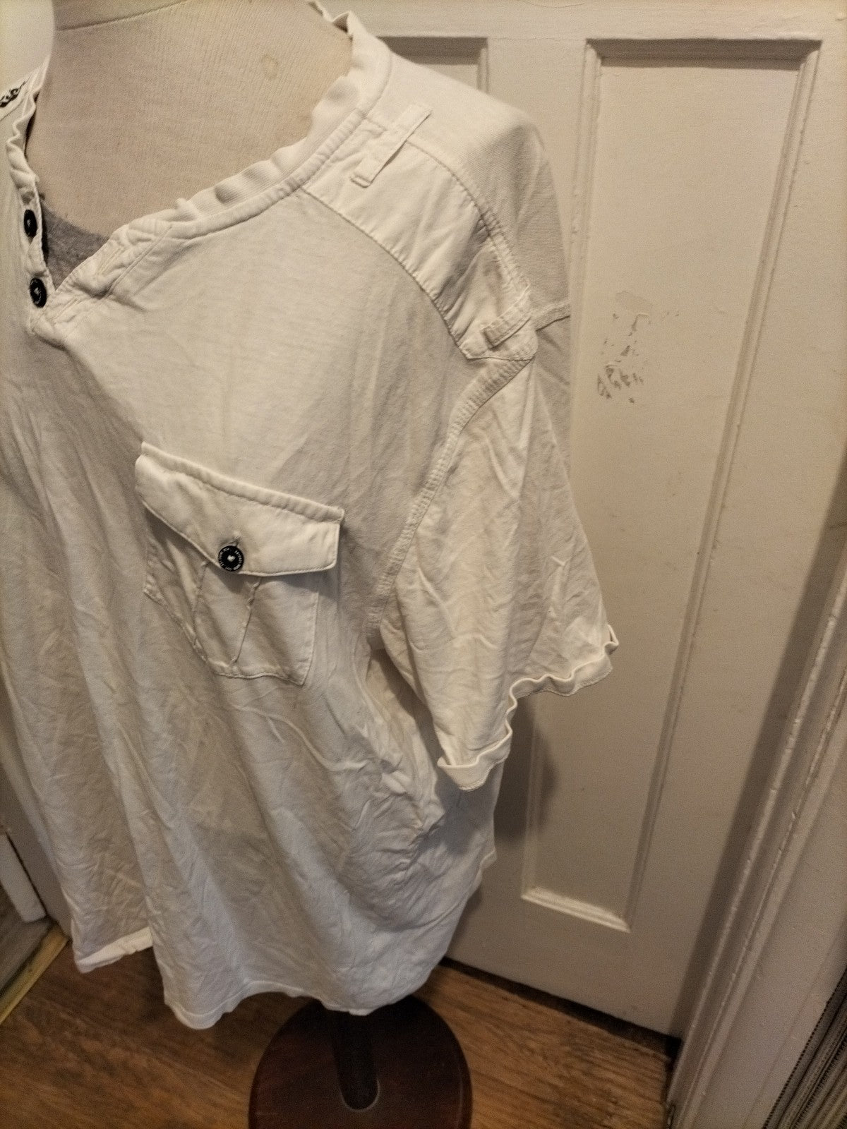 Mens George Size 2XL White Short Sleeved Pocket Shirt