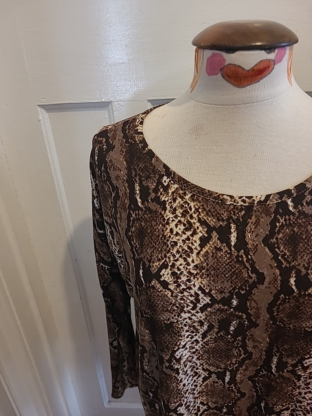 Ladies Beloved Medium Brown Beige Long Sleeved Tshirt