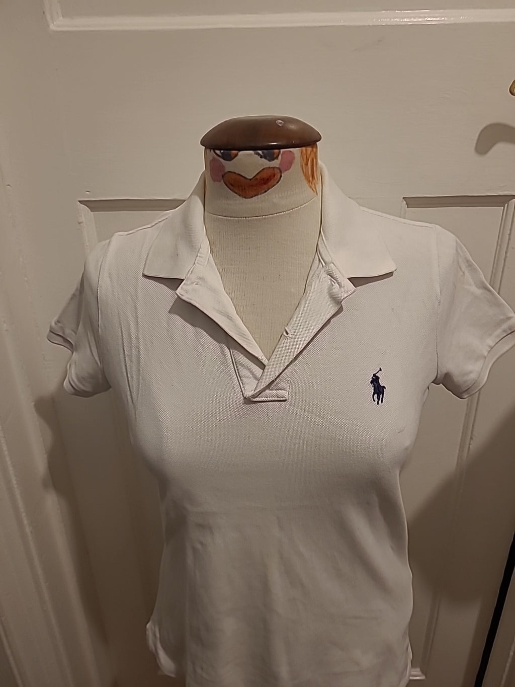 Mens Polo By Ralph Lauren Size Medium White Skinny Polo(mark On Collar)