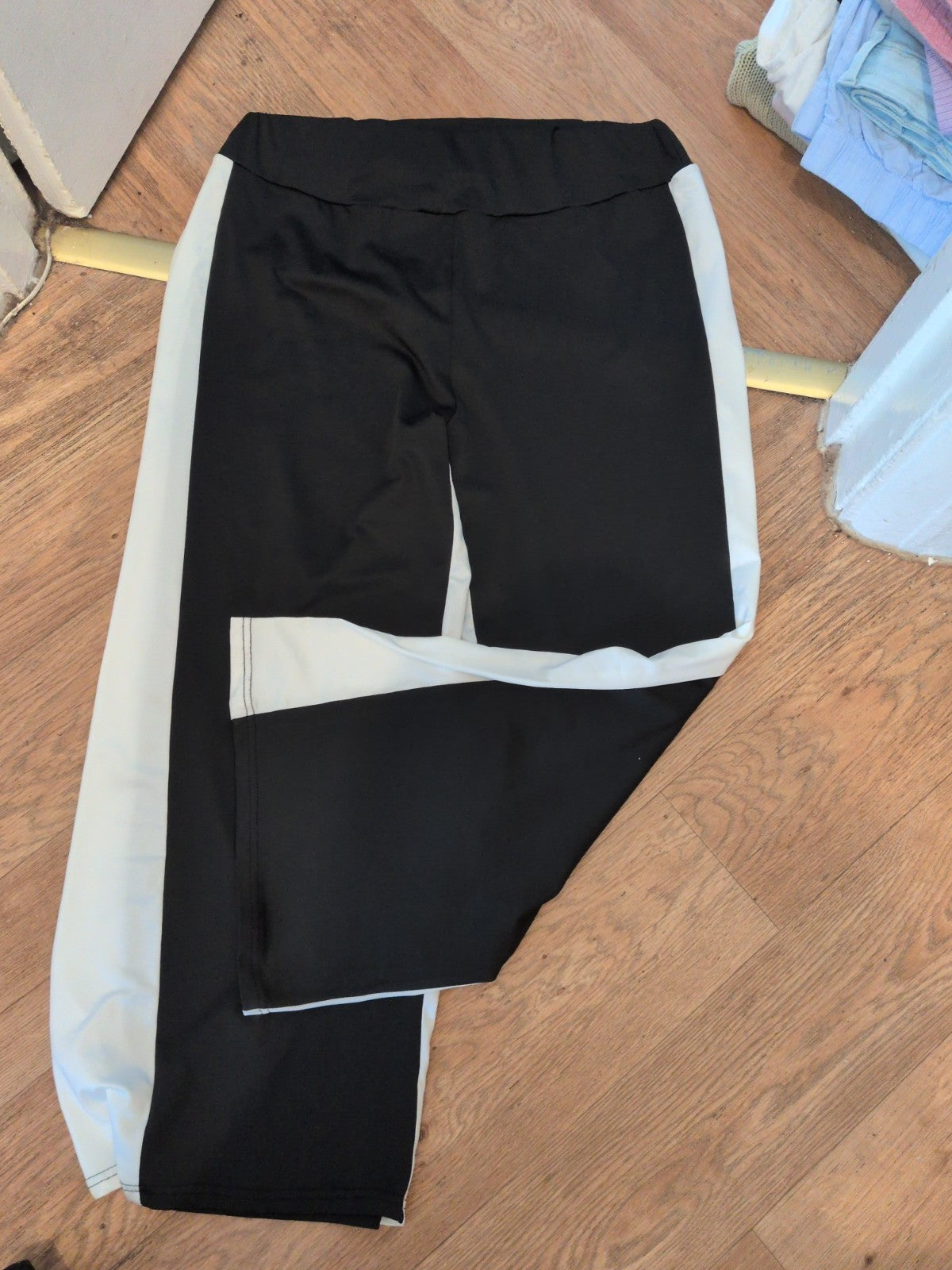 2XL Black With White Side Trim Elasticated Trousers