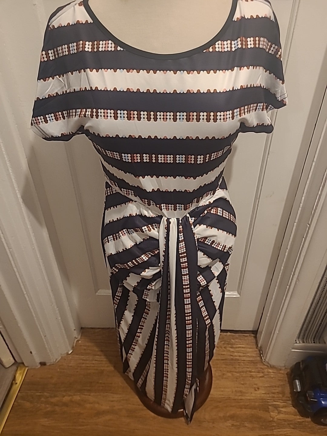 Ladies Shein Size Large Brown And White Sleeveless Long Summer Dress