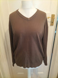 Mens Cedarwood State Size Large Brown V Neck Pullover Jumper