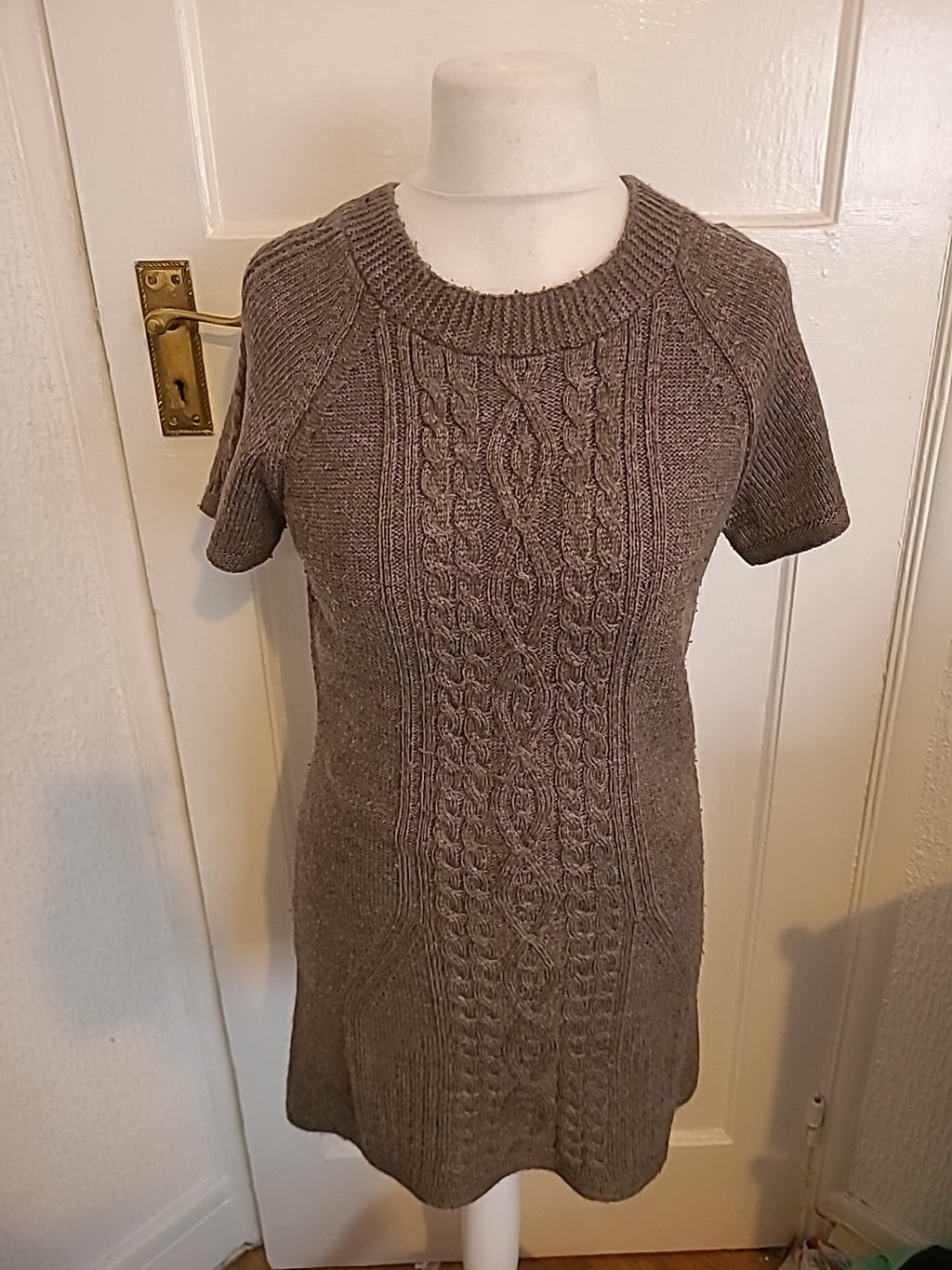 Ladies Marks And Spencer Size 12 Mole Coloured Short Sleeved Jumper Dress