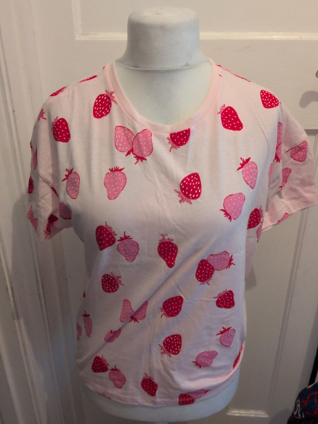 Ladies George 8-10 Strawberry Pattern Pyjama Set