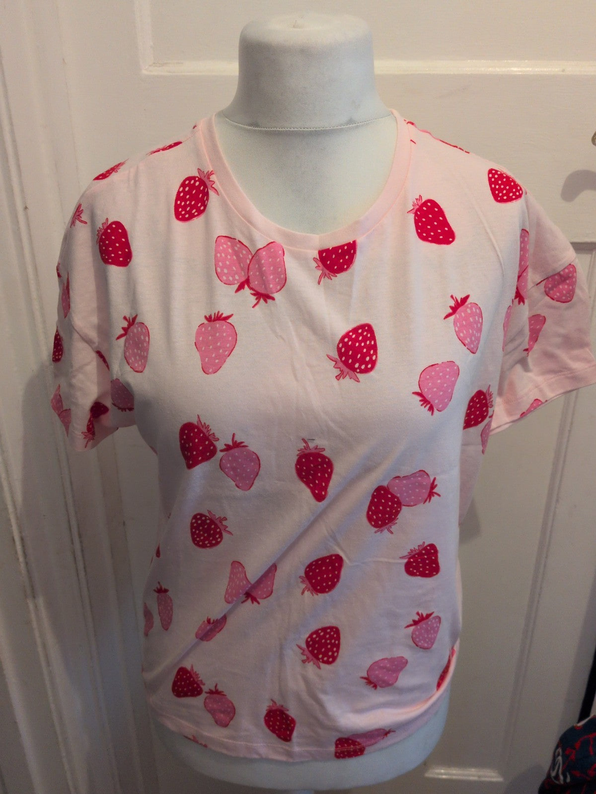 Ladies George 8-10 Strawberry Pattern Pyjama Set