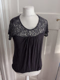 Rocha John Rocha 14 Grey Lace Short Sleeve Blouse
