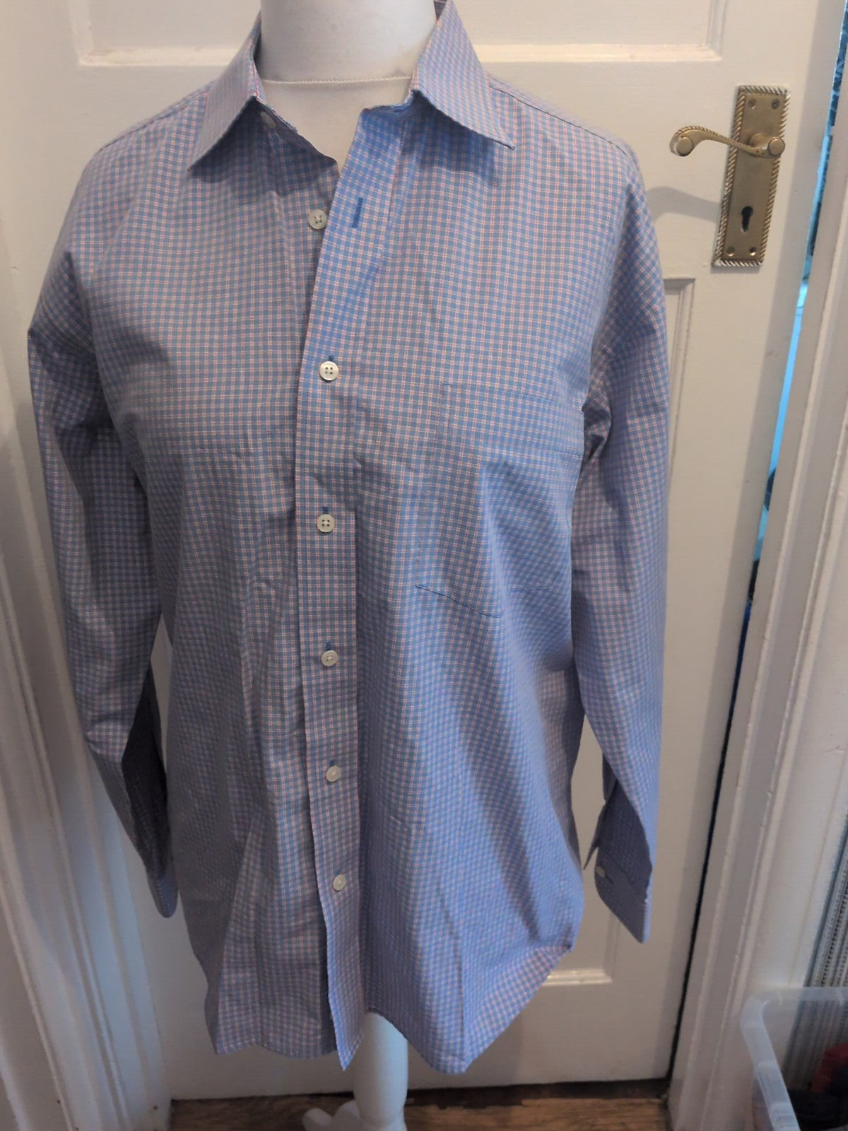 Van Heusen 16" Red And Blue Check Long Sleeve Shirt