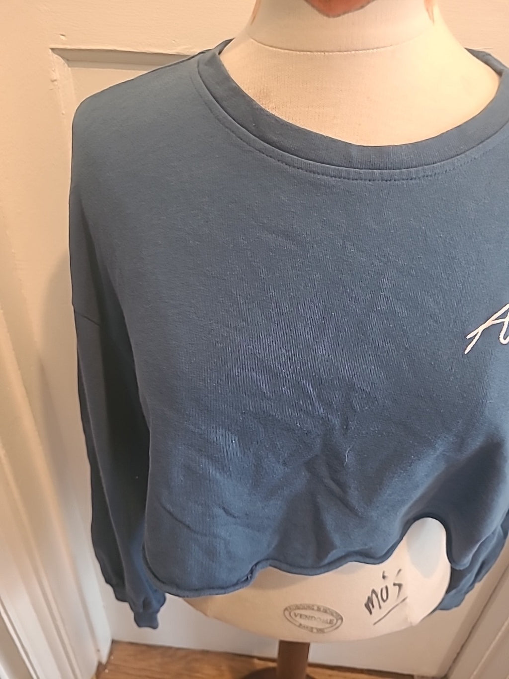 Ladies Shein Size Medium Blue Cropped Long Sleeved Top