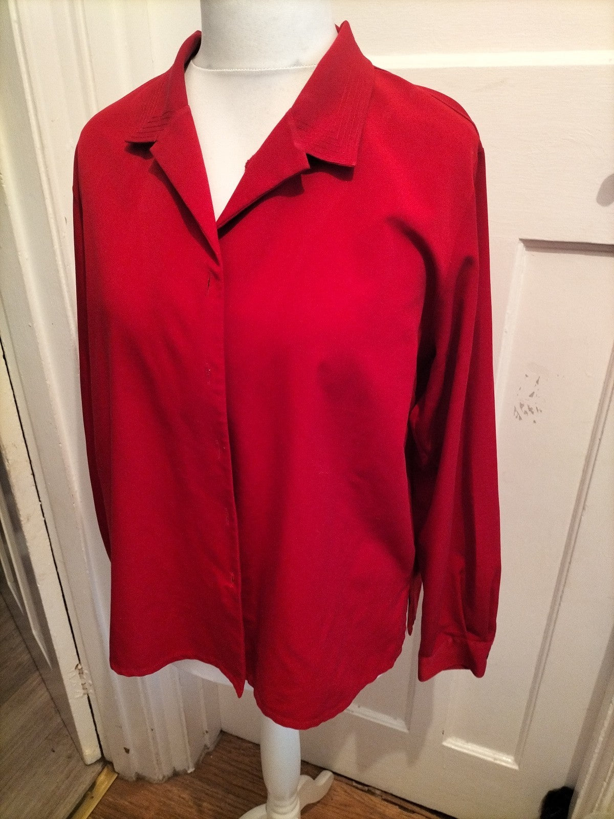 EWM 18 Red Long Sleeved Buttoned Blouse