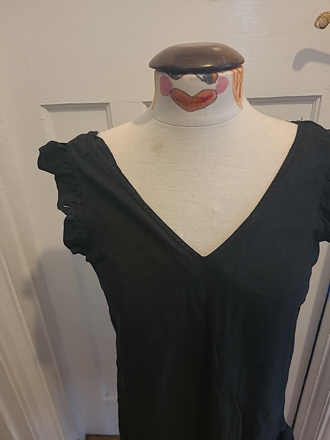 Ladies Next Size 8 Black Flowy Black Wide Neck Dress