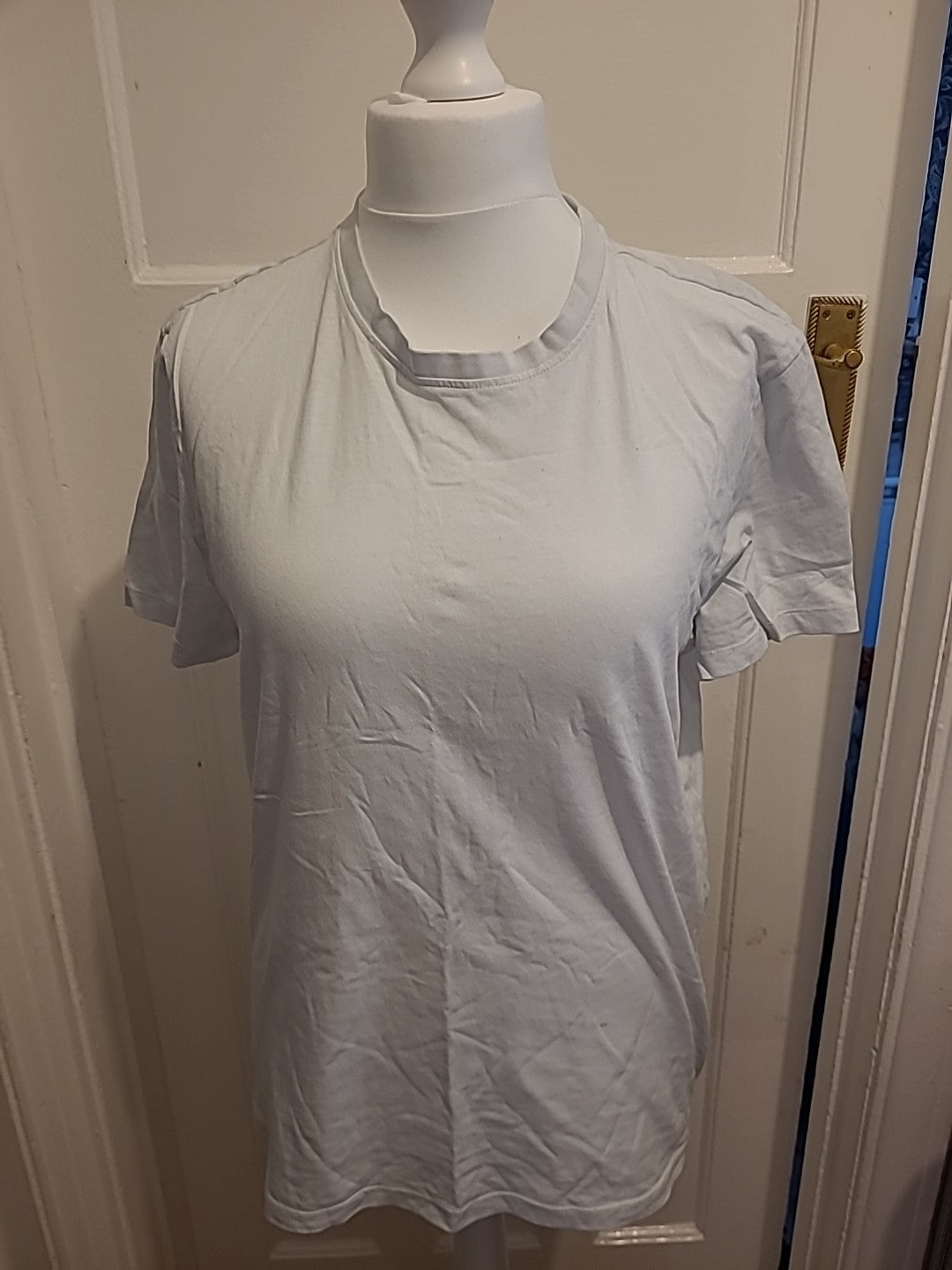 Mens Primark Size Large Regular Fit Round Neck Short Sleeve Off White T-shirt