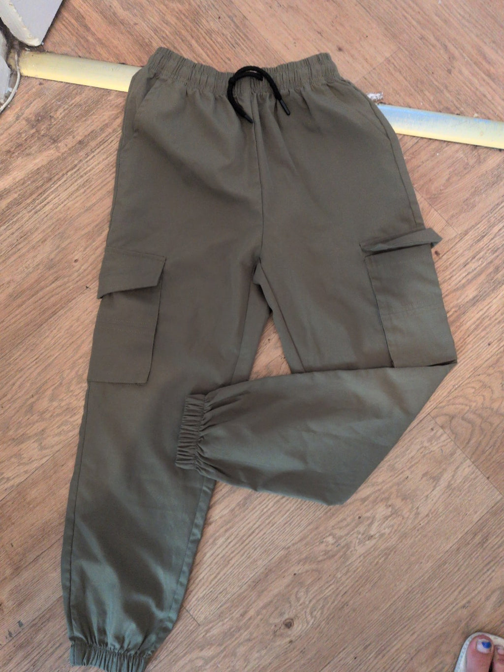 Boys 10 Years Green Cargo Trousers Elasticated