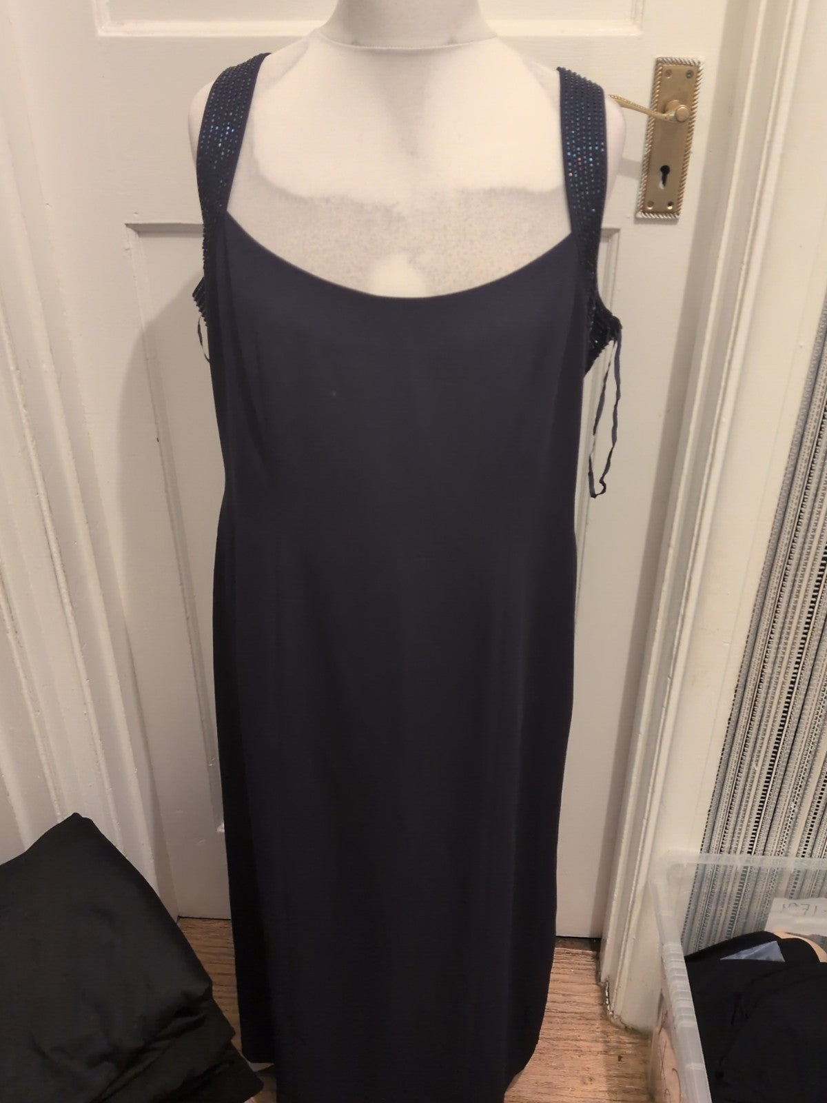 Ladies Windsmoor Size 18 Navy Lined Sleeveless Dress