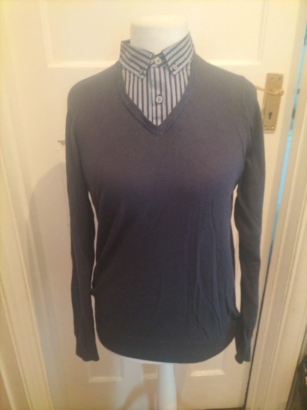 Mens Autograph Size Small Navy Polo Jumper Long Sleeve