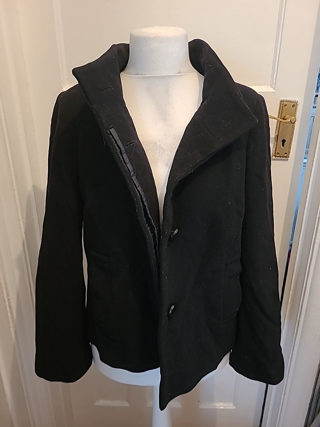Ladies Wallis Size 16 Black Lined Collared Jacket