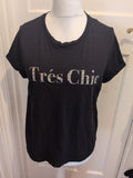 Tu 14 Black Short Sleeve T-shirt With Print On Front