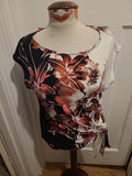 Ladies Wallis Size 14 White/Pink/Black Floral Sleeveless Blouse