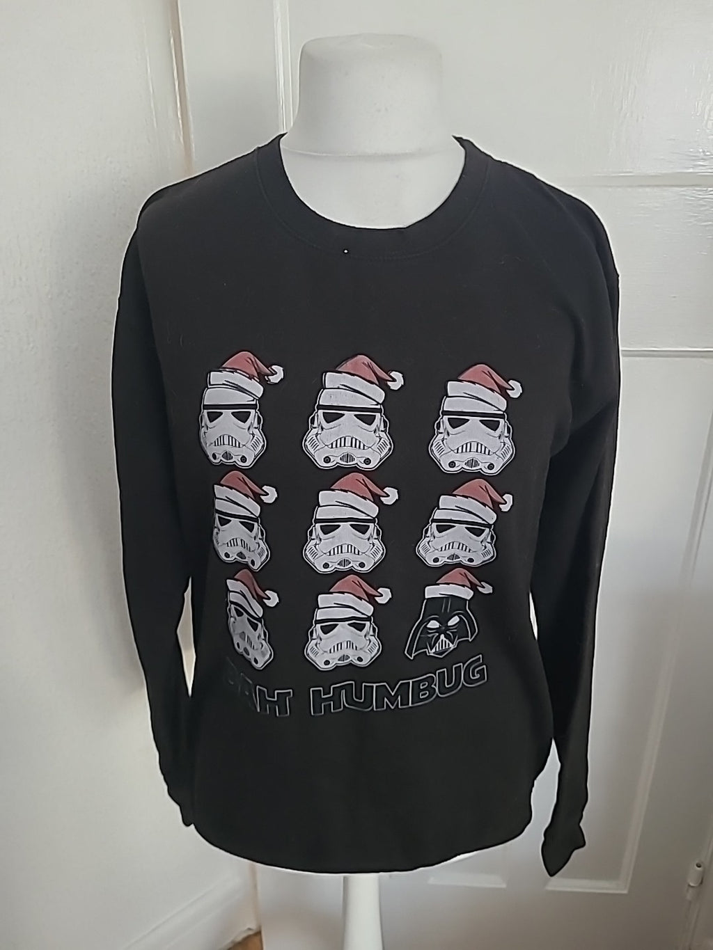 Mens Just Hoods Size Large Black Bah Humbug Jumper