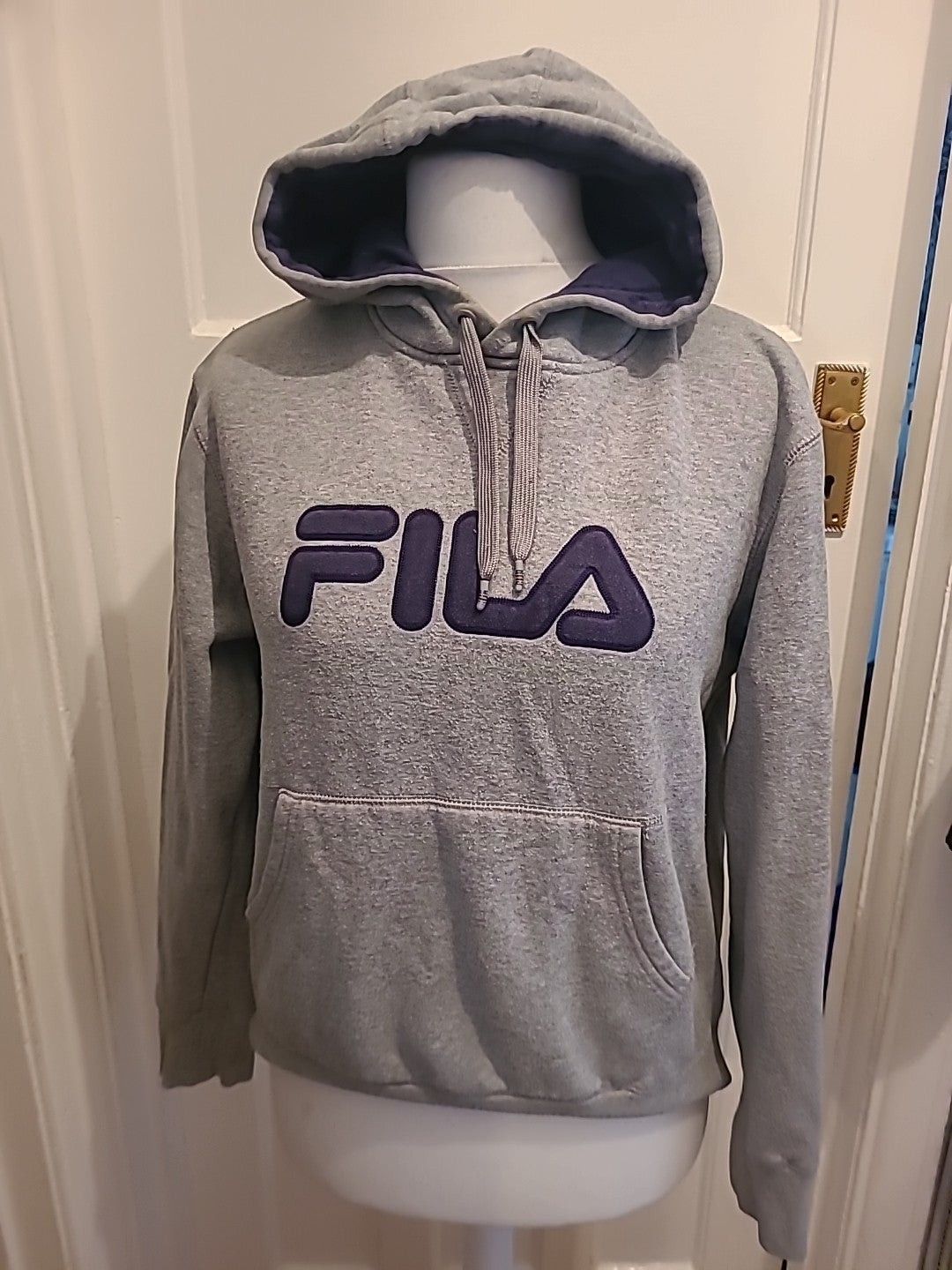 Mens Fila Size Medium Grey Pullover Hoodie