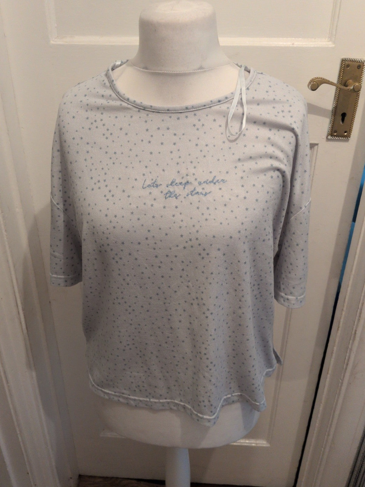 Jeff And Co 12-14 Pale Blue Star Short Sleeve Pyjama Top