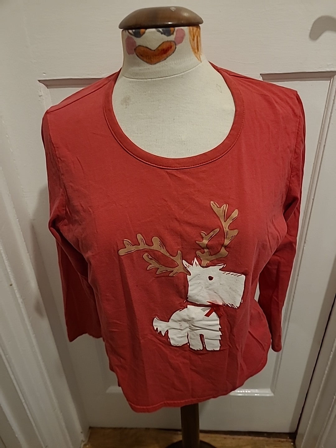 Ladies F&F Size 12-14 Pink Reindeer Pyjama Top