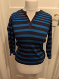 First Avenue Small Blue And Navy Stripe Long Sleeve Blouse