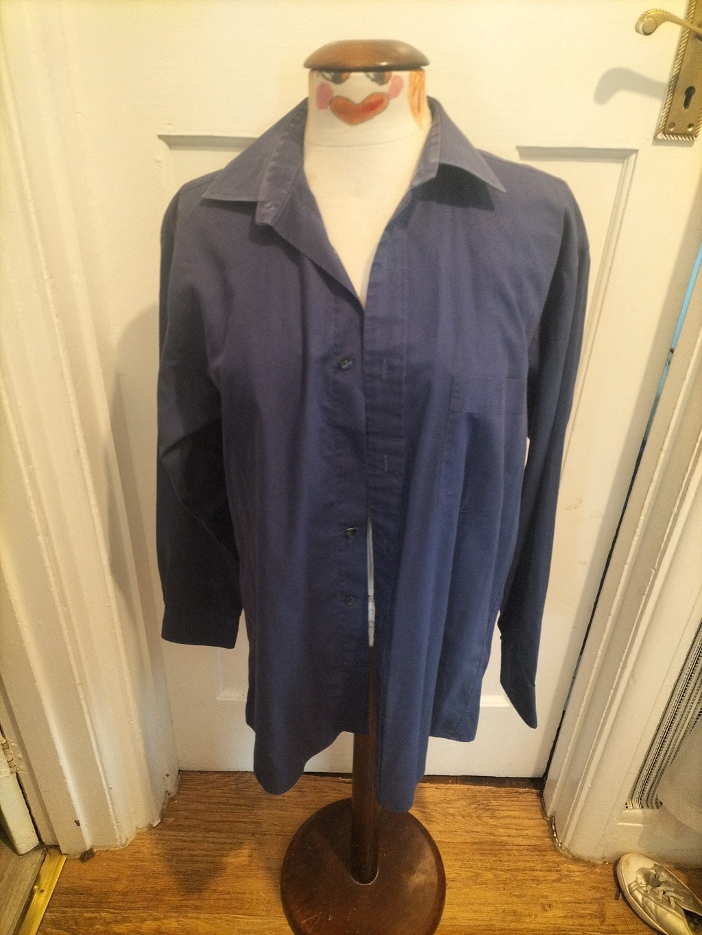 Mens Van Heusen Size 15.5" Navy Long Sleeved Shirt(Marked Collar)