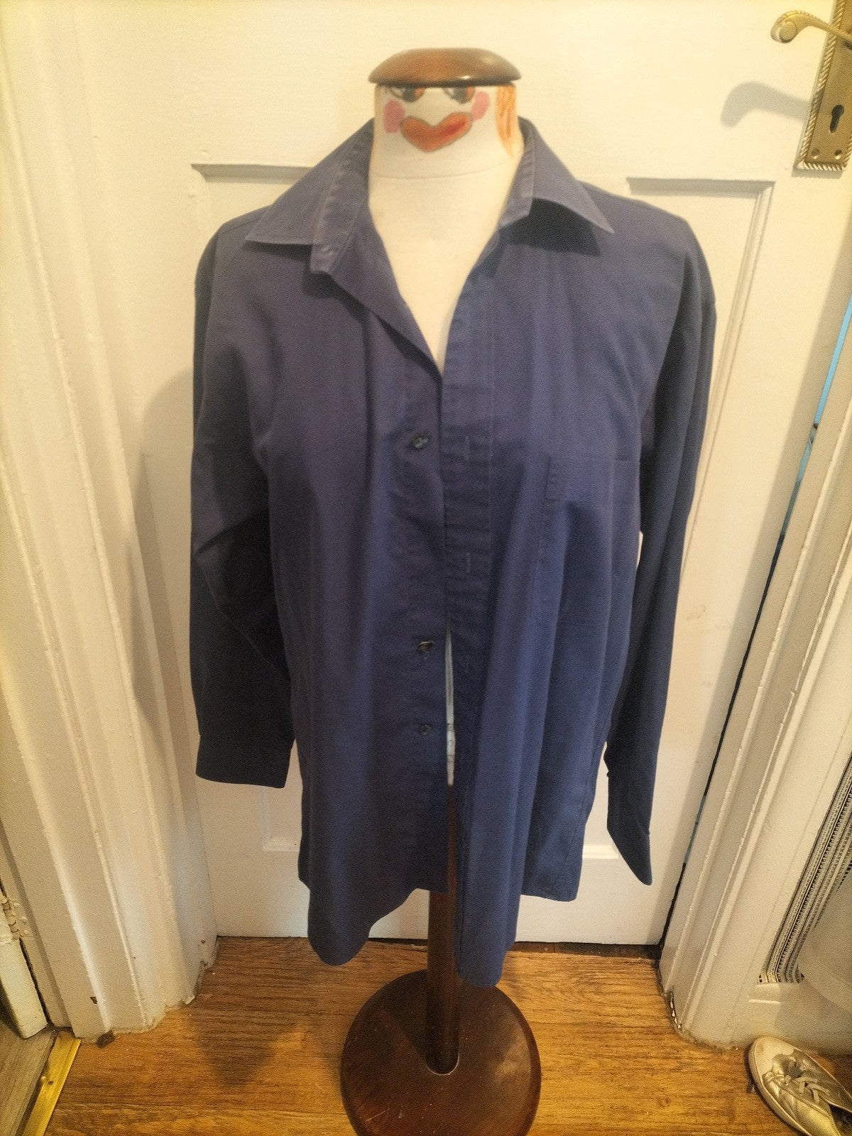 Mens Van Heusen Size 15.5" Navy Long Sleeved Shirt(Marked Collar)