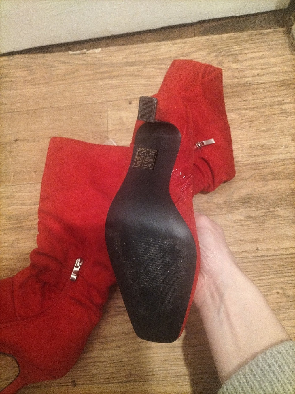 Ladies Uk Size 7 Red Heels Calf