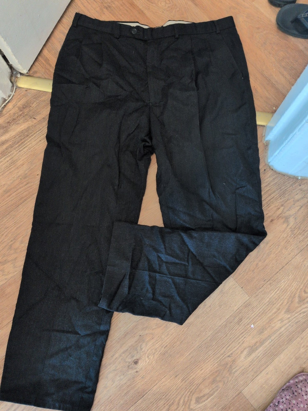 Marks And Spencer St Micheal 40/31 Wool Cashmere Dark Charcoal Trousers
