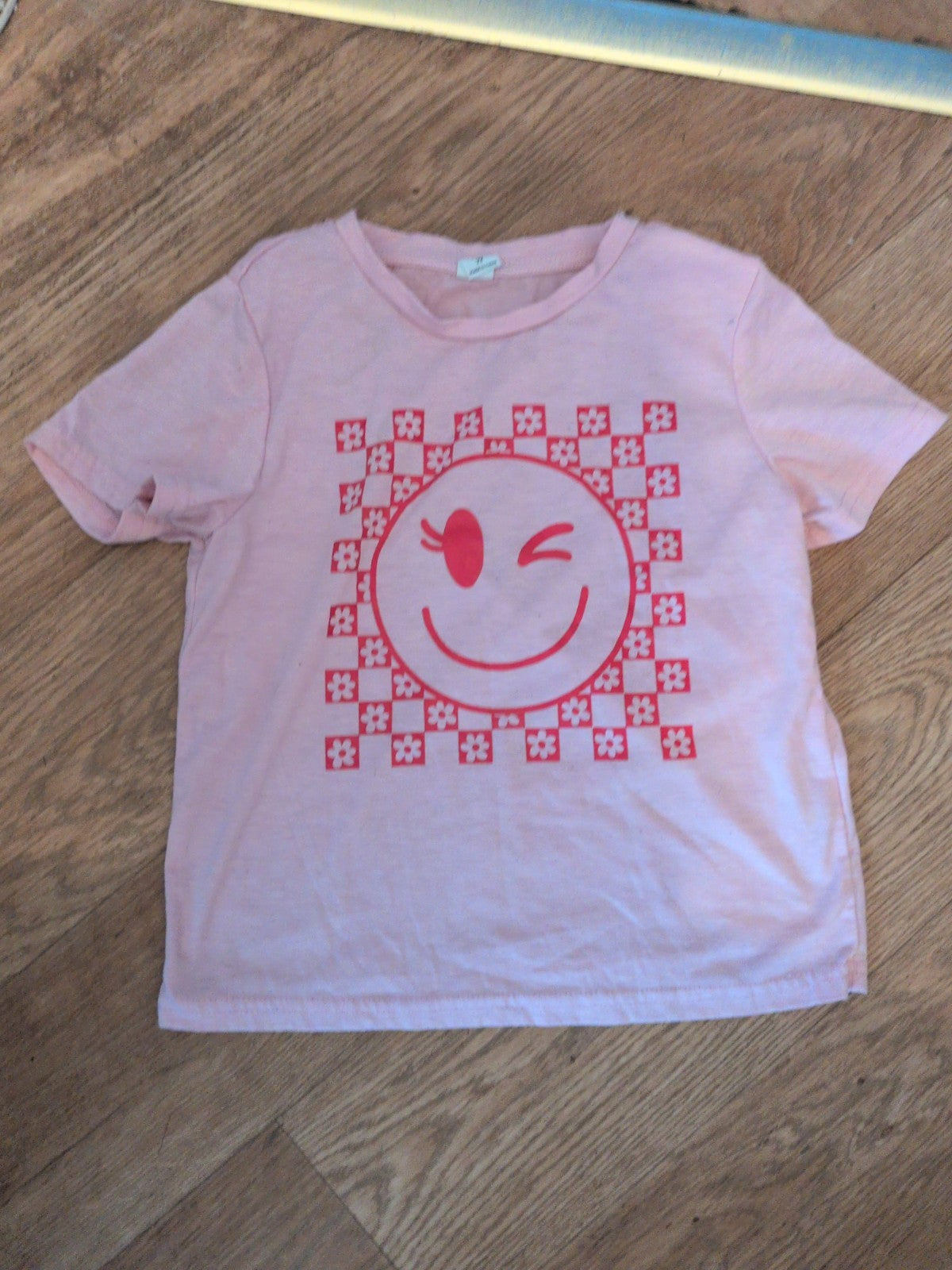 Shein 7 Years Pink And Red Short Sleeve T-shirt