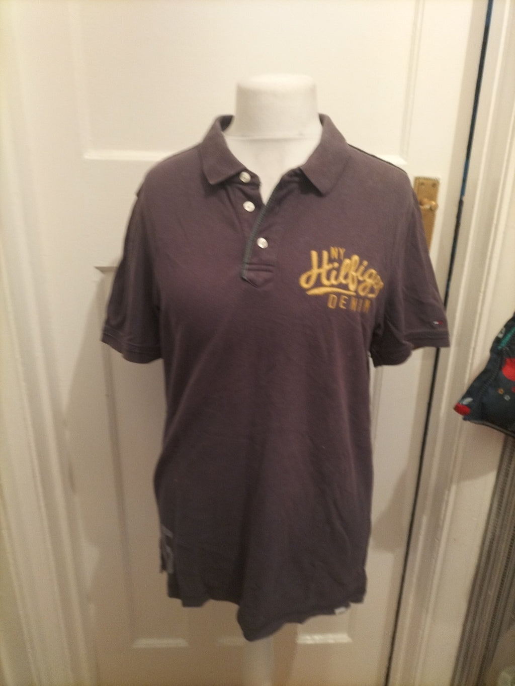 Mens Hilfiger Size XL Navy Short Sleeved Polo