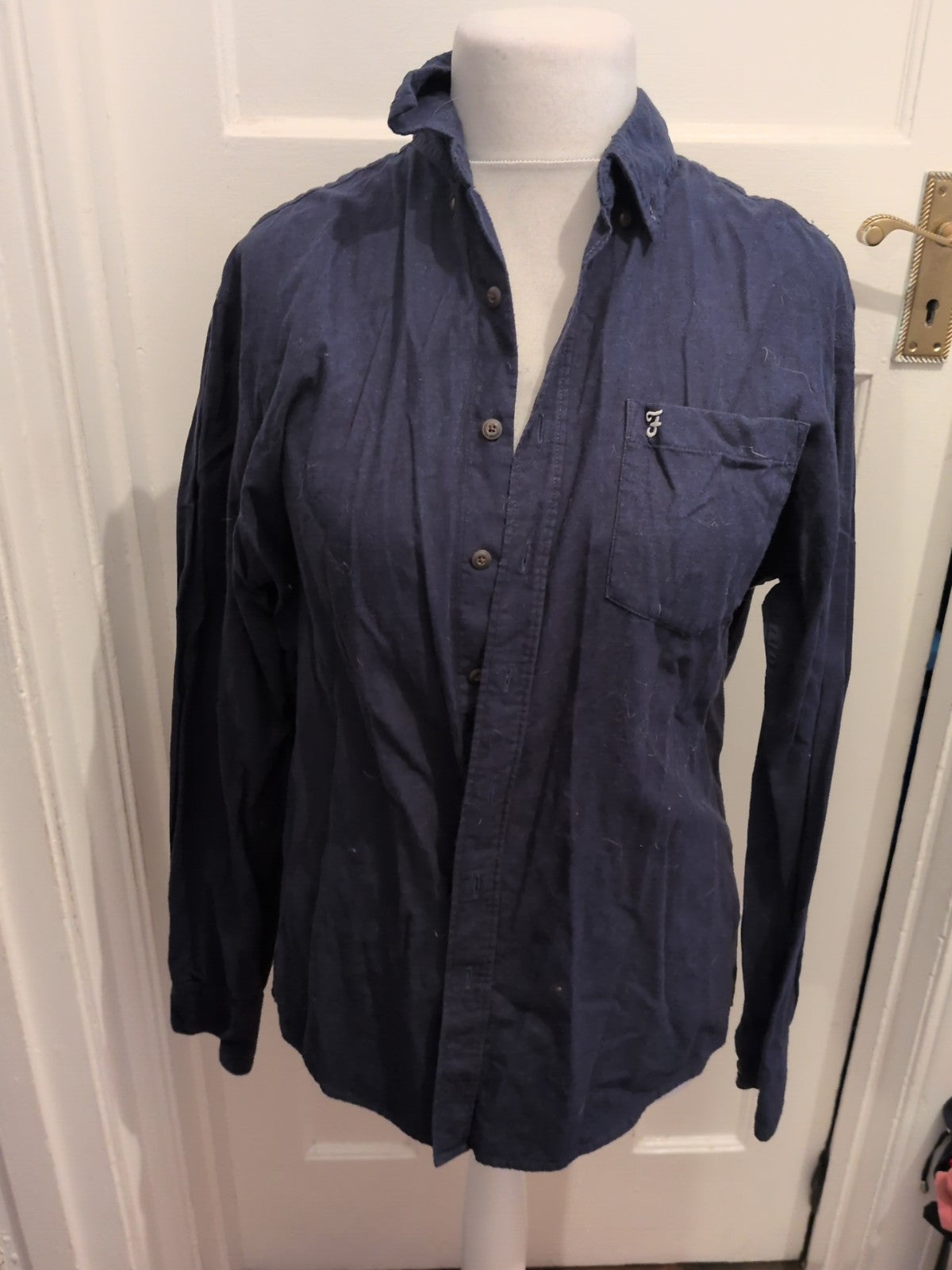 Farah Large Navy Long Sleeve Modern Fit Shirt