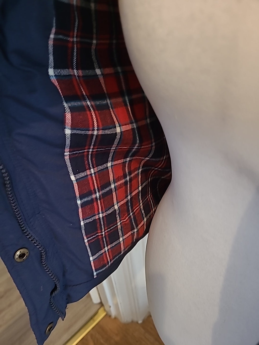 Ladies Primark Size 12 Navy Puffer Jacket Check Lined