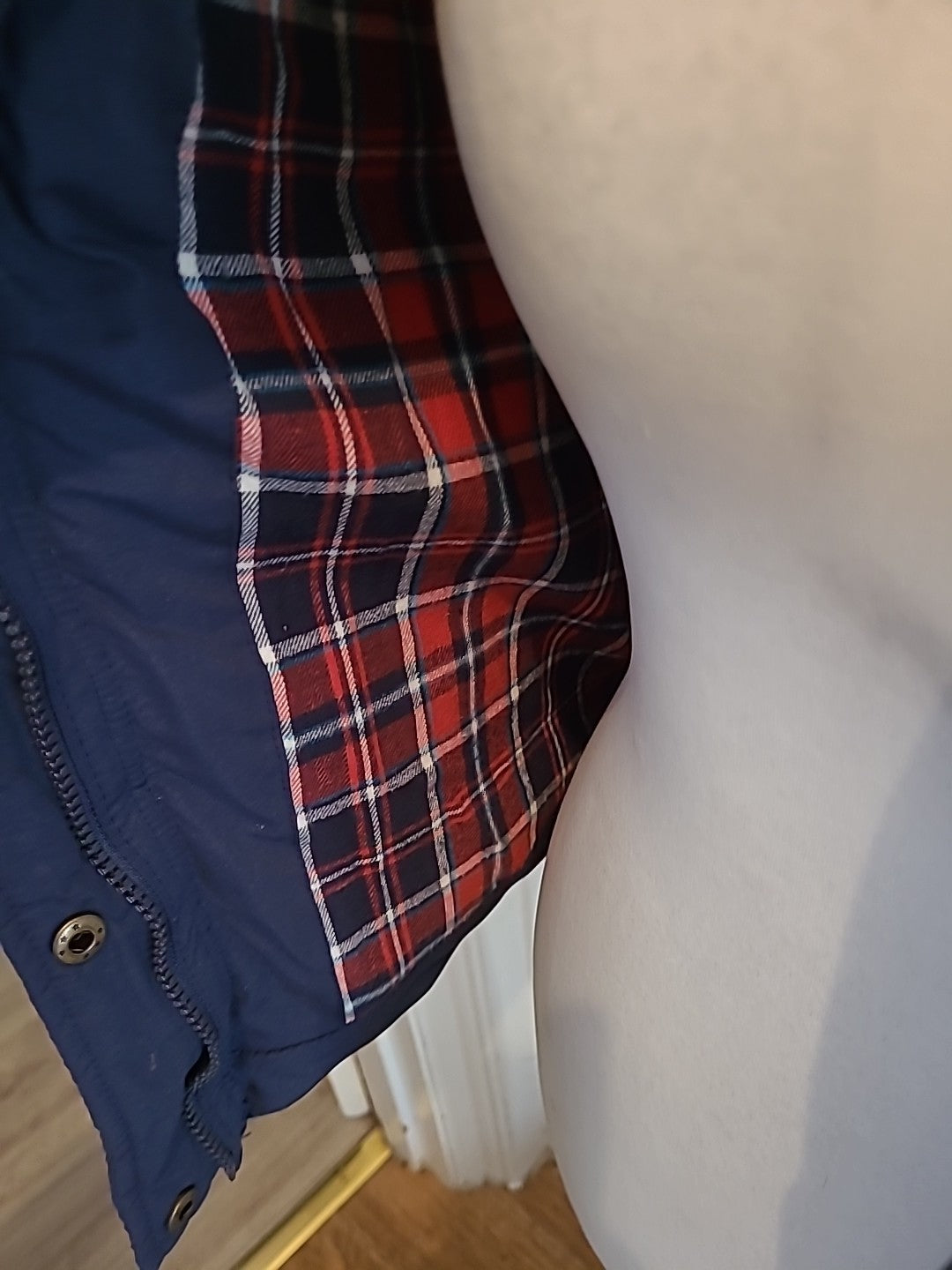 Ladies Primark Size 12 Navy Puffer Jacket Check Lined
