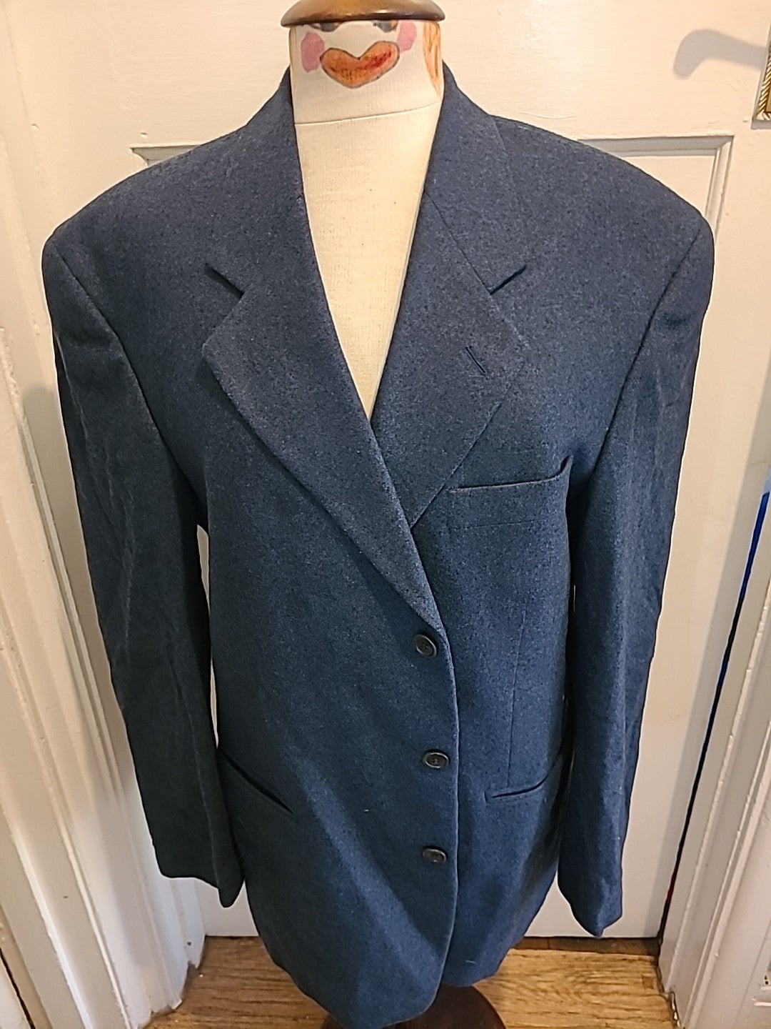 Mens Debenhams Size 40" Navy Wool Padded Lined Blazer